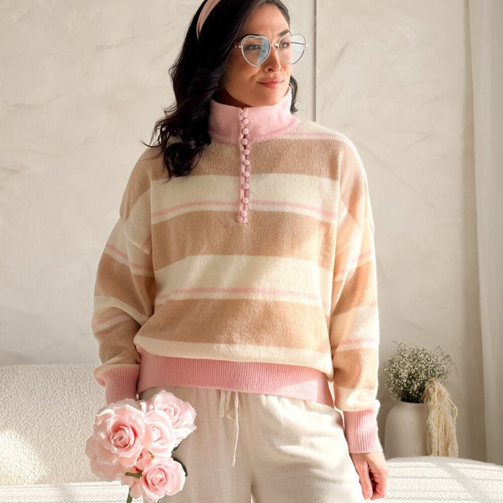 Women’s Blush Stripe Lightweight Knit Sweater